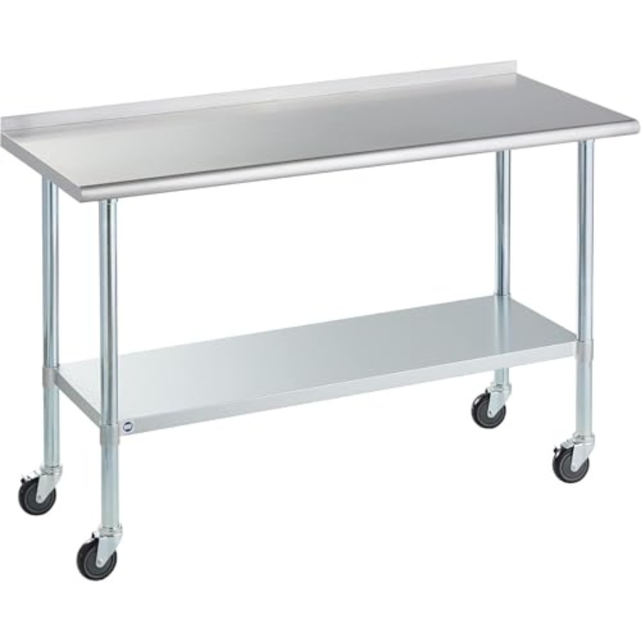 Commercial Kitchen Backsplash - Stainless Steel Table for Prep and