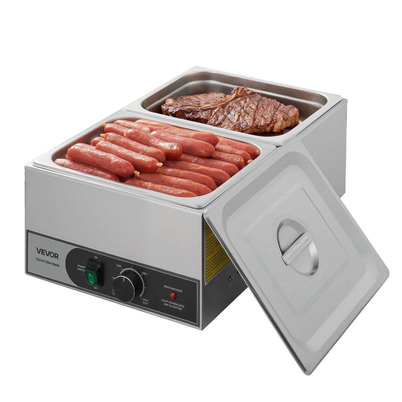 Bain Marie Food Warmer - Commercial Food Warmer, 1200W Electric Stainless