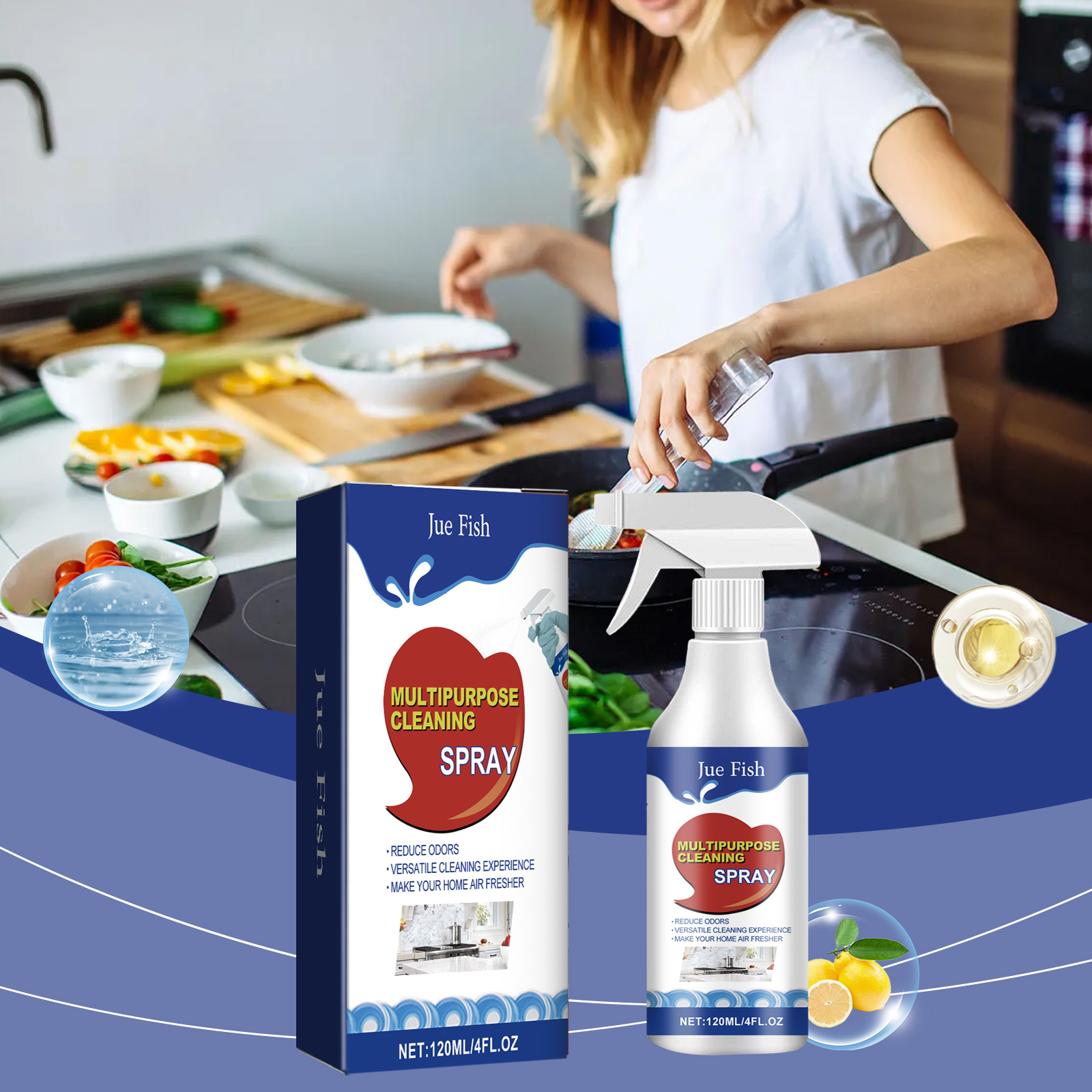 Commercial Kitchen Grease Cleaner - Multi Heavy Duty Purpose Cleaner Spray