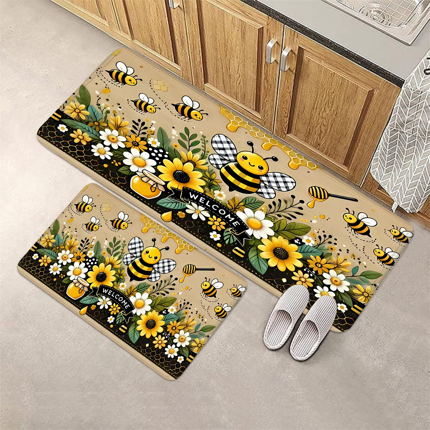 Bee Flower Kitchen Long Carpet - Commercial Kitchen Floor avaliação e preço