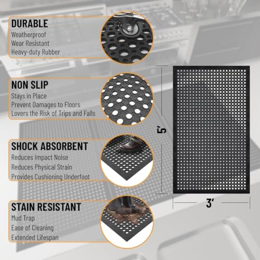 Heavy Duty Rubber Floor Non-Sl - Commercial Kitchen Floor avaliação e preço