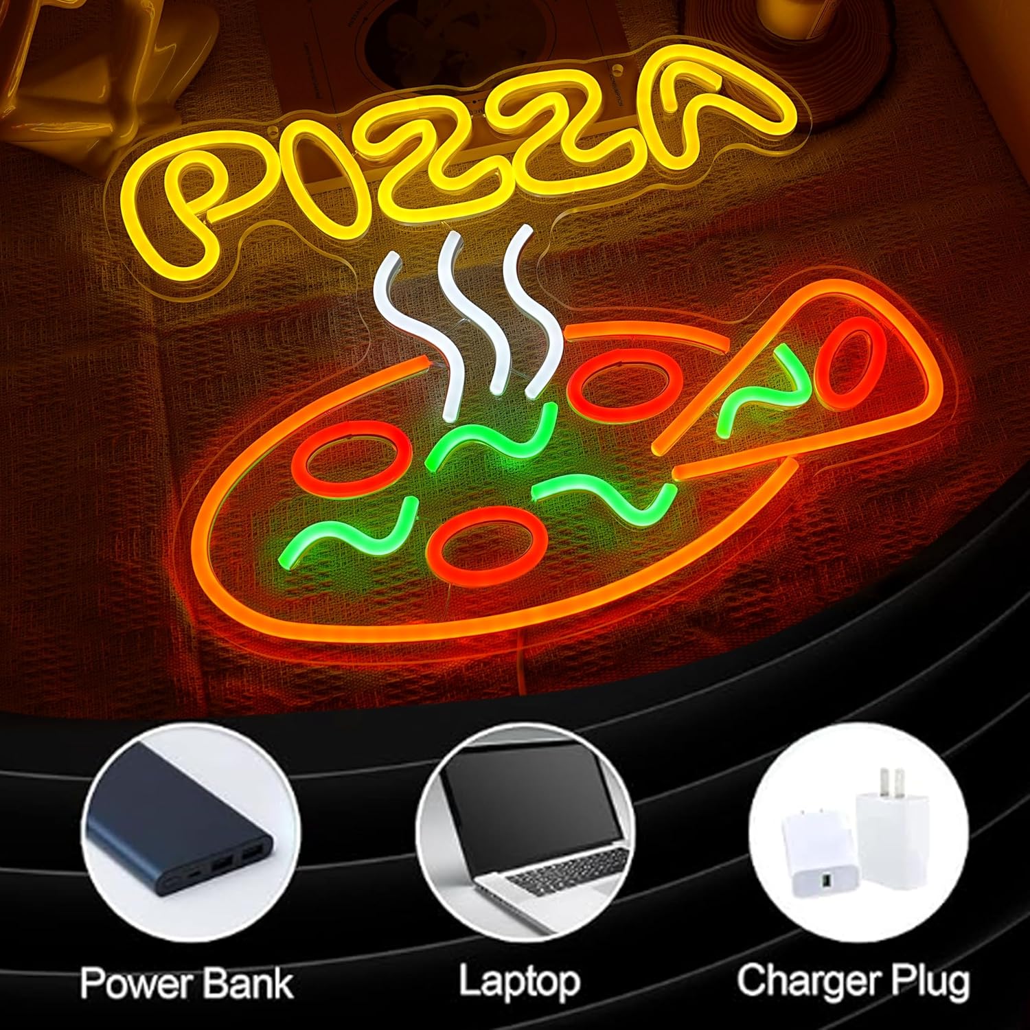 Pizza Neon Sign USB Dimmable L - Commercial Kitchen Store avaliação e preço