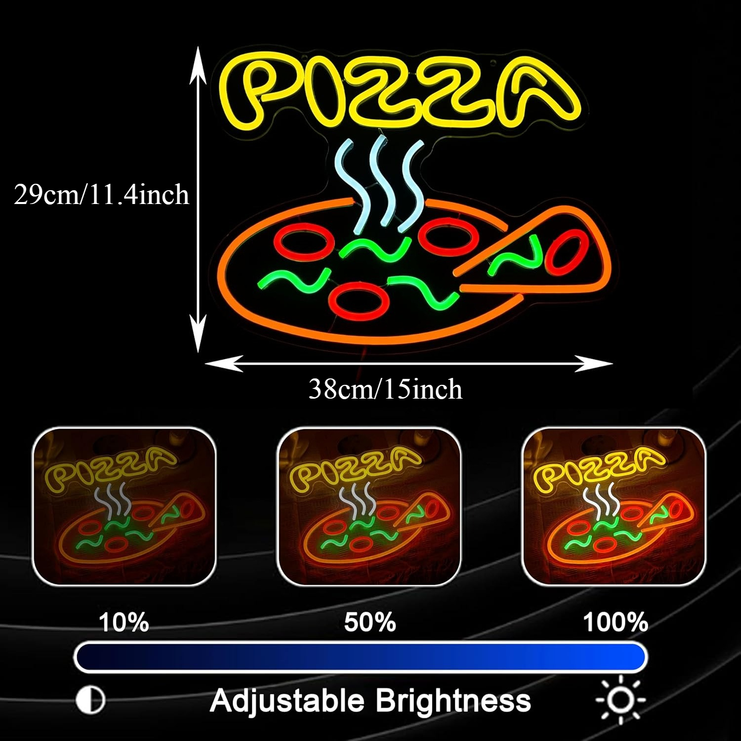 Pizza Neon Sign USB Dimmable L - Commercial Kitchen Store avaliação e preço