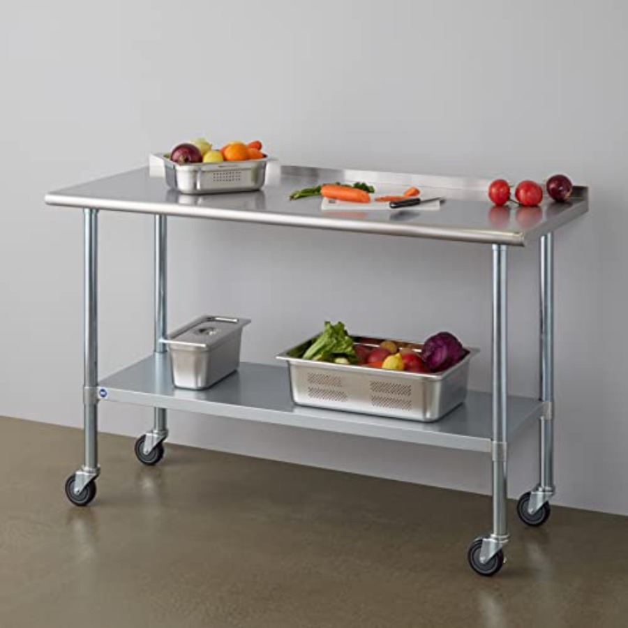 Stainless Steel Table for Prep - Commercial Kitchen Backsplash avaliação e preço