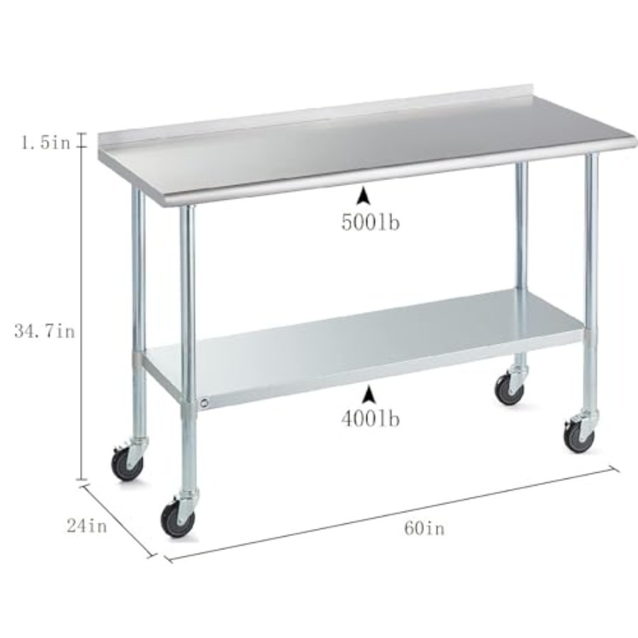 Stainless Steel Table for Prep - Commercial Kitchen Backsplash avaliação e preço