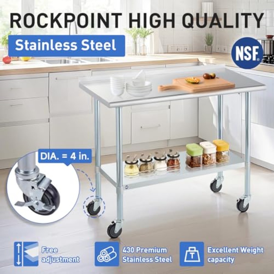 Stainless Steel Table for Prep - Commercial Kitchen Backsplash avaliação e preço