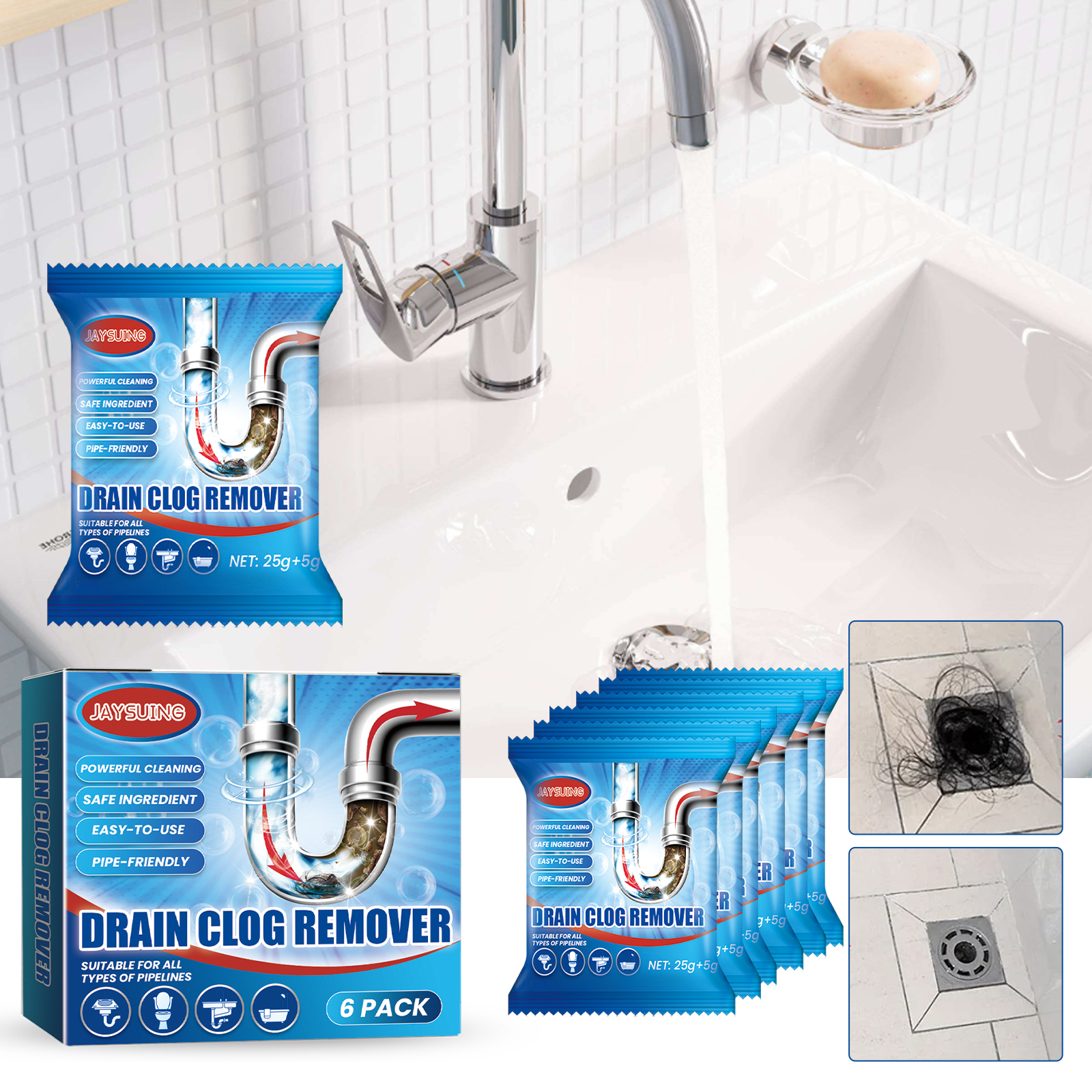 6 Pack 184g Fast Acting Drain  - Commercial Kitchen Grease Cleaner avaliação e preço