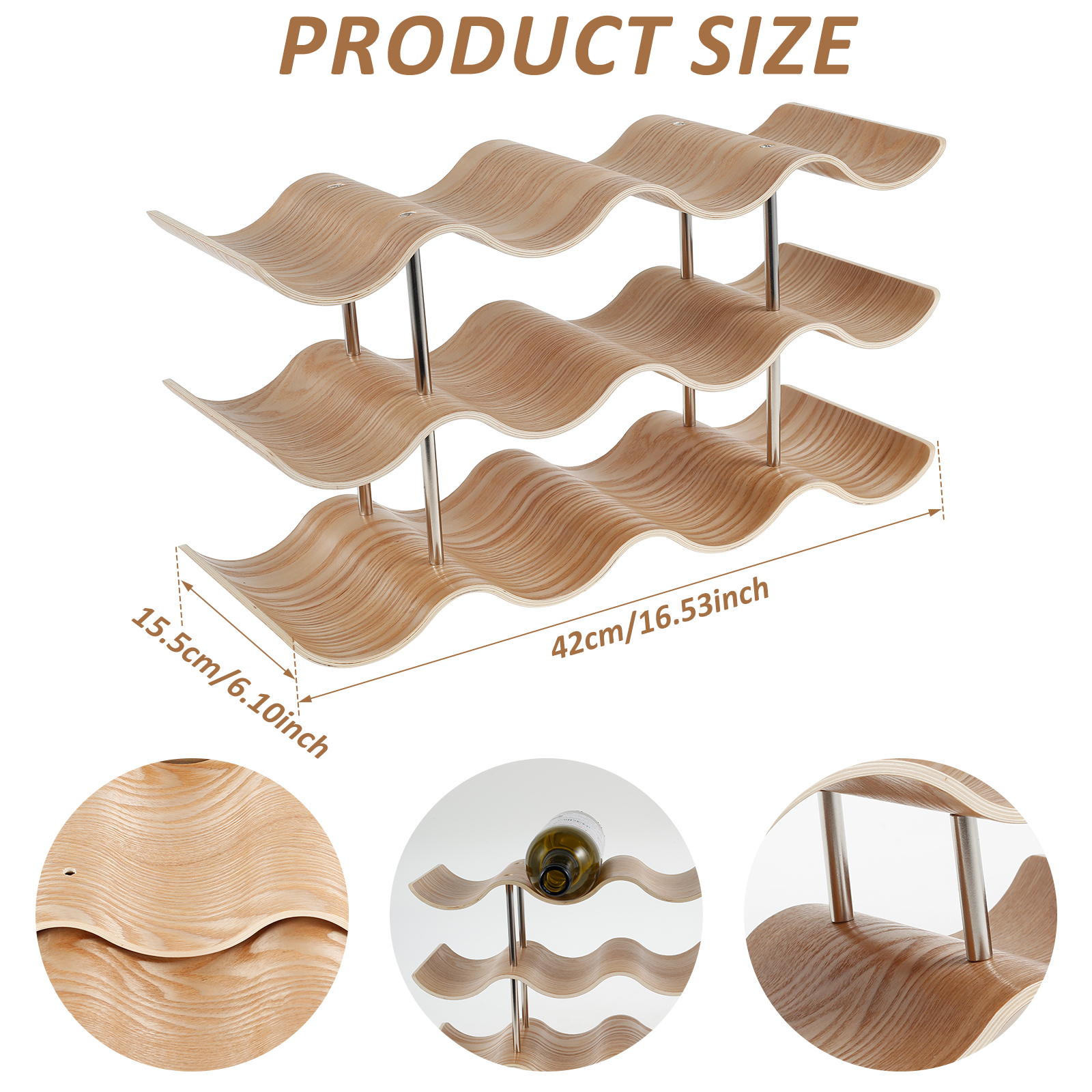 2/3-Tier Wooden Wine Rack Wavy - Commercial Kitchen Shed avaliação e preço