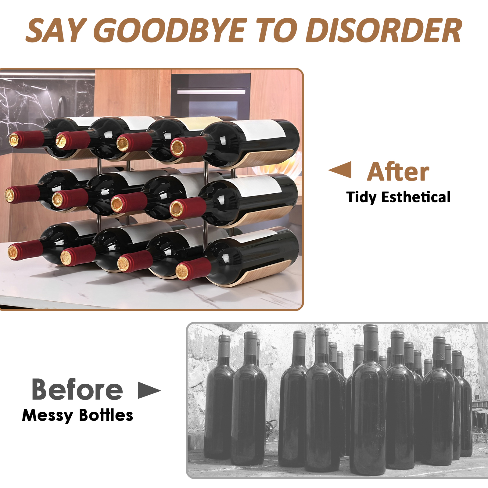 2/3-Tier Wooden Wine Rack Wavy - Commercial Kitchen Shed avaliação e preço