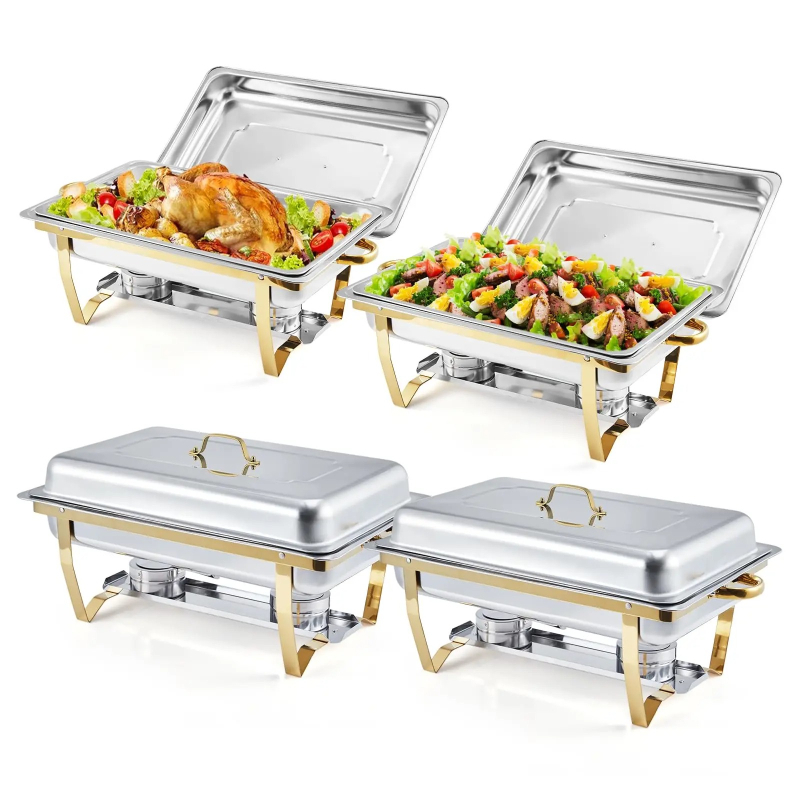 4 Pack Buffet Chafing Dish Set - Bain Marie Food Warmer avaliação e preço