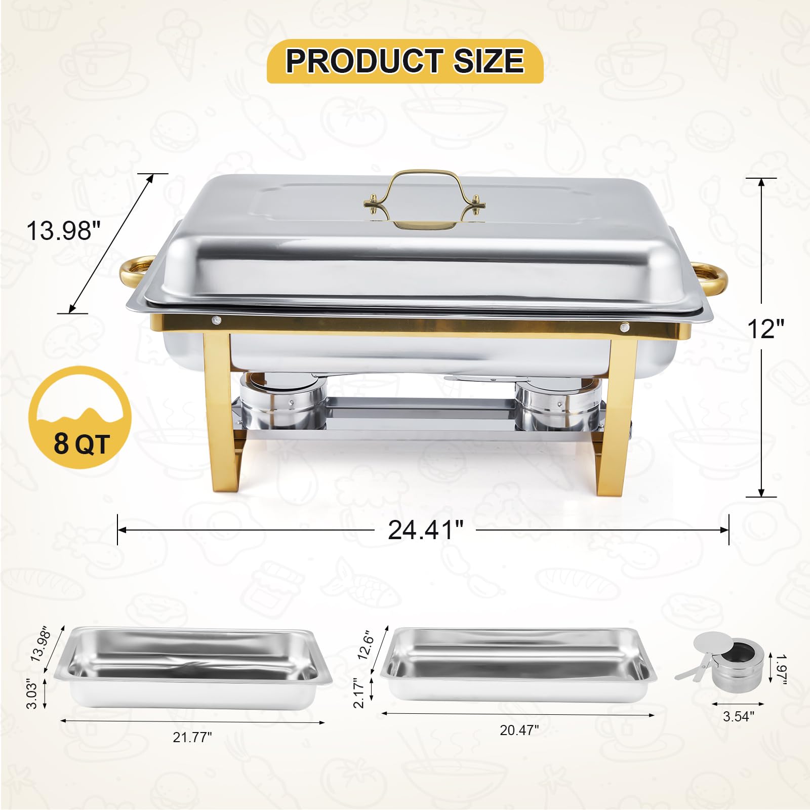 4 Pack Buffet Chafing Dish Set - Bain Marie Food Warmer avaliação e preço