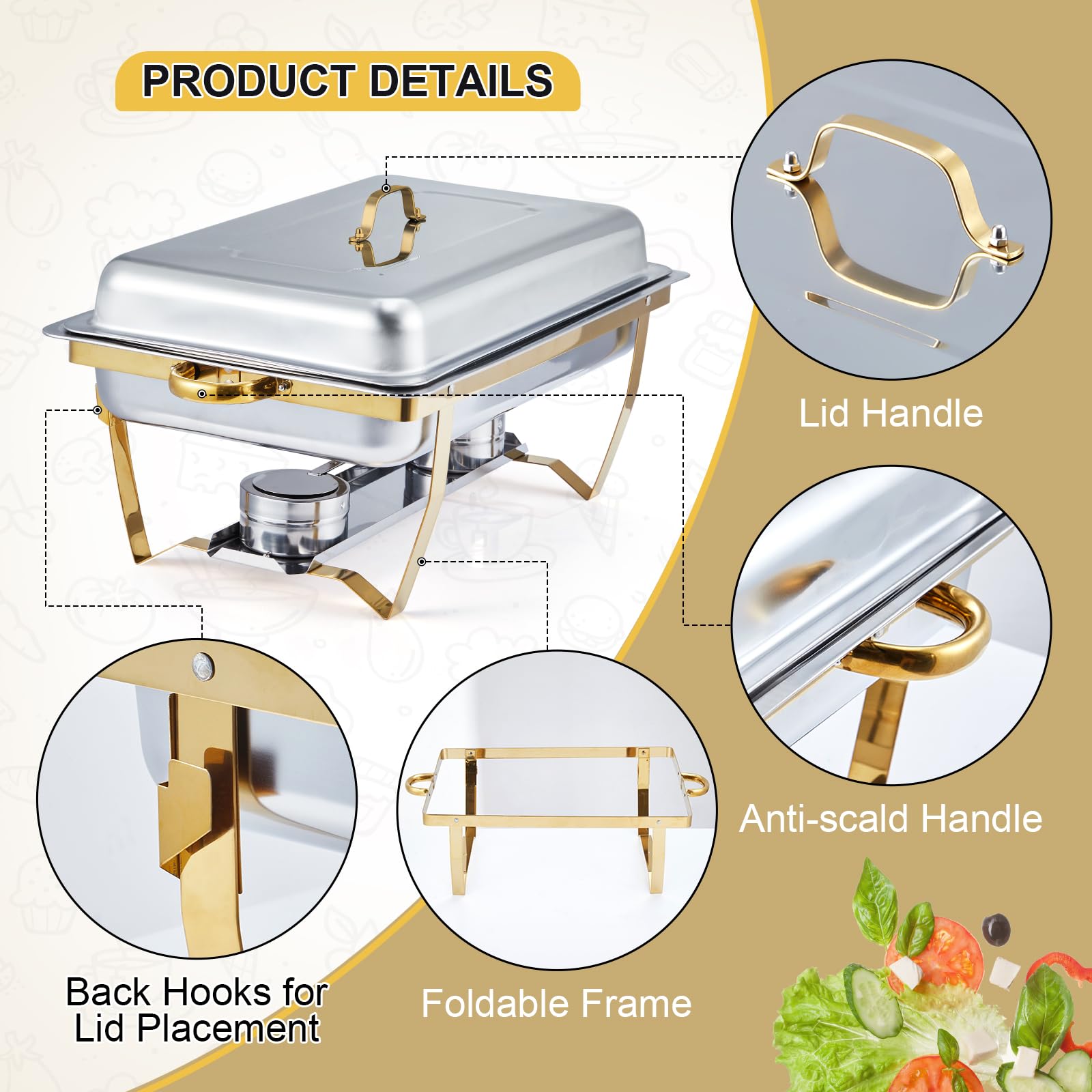 4 Pack Buffet Chafing Dish Set - Bain Marie Food Warmer avaliação e preço