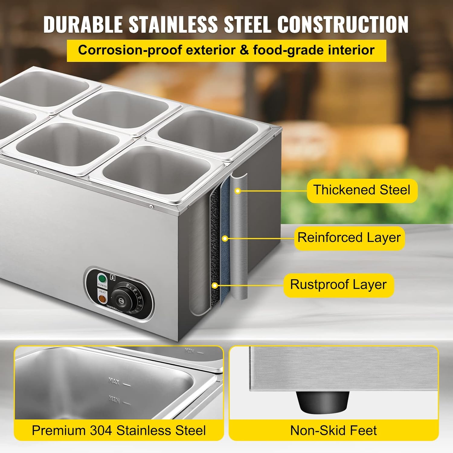 6 Tanks Commercial Bain Marie  - Bain Marie Food Warmer avaliação e preço