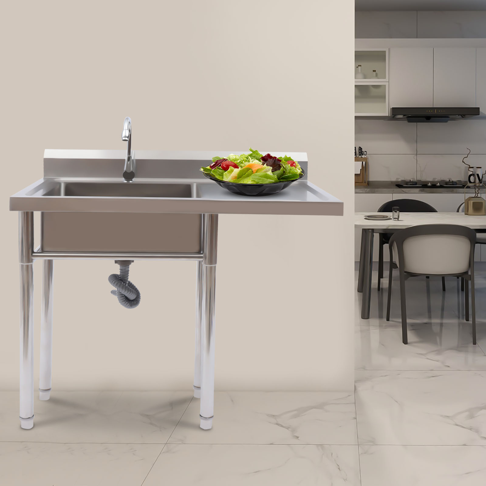 Stainless Steel Sink with Fauc - Commercial Kitchen Backsplash avaliação e preço