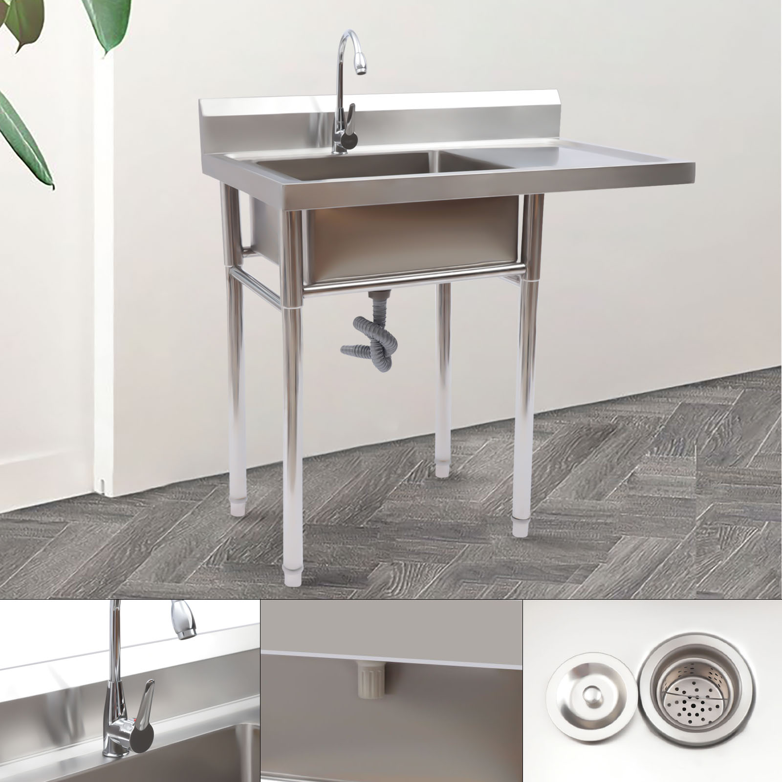 Stainless Steel Sink with Fauc - Commercial Kitchen Backsplash avaliação e preço