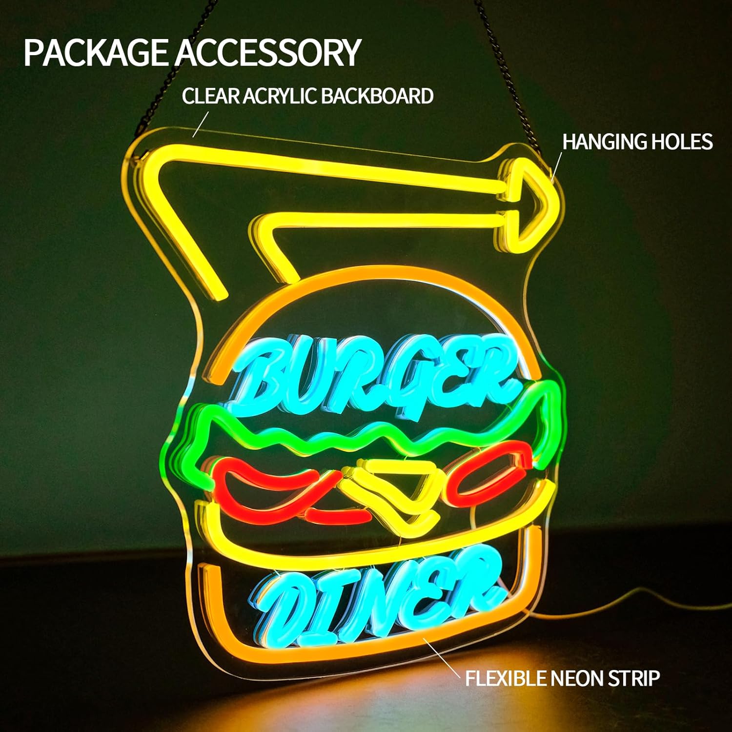 Burger Neon Sign Bussiness Art - Commercial Kitchen Store avaliação e preço