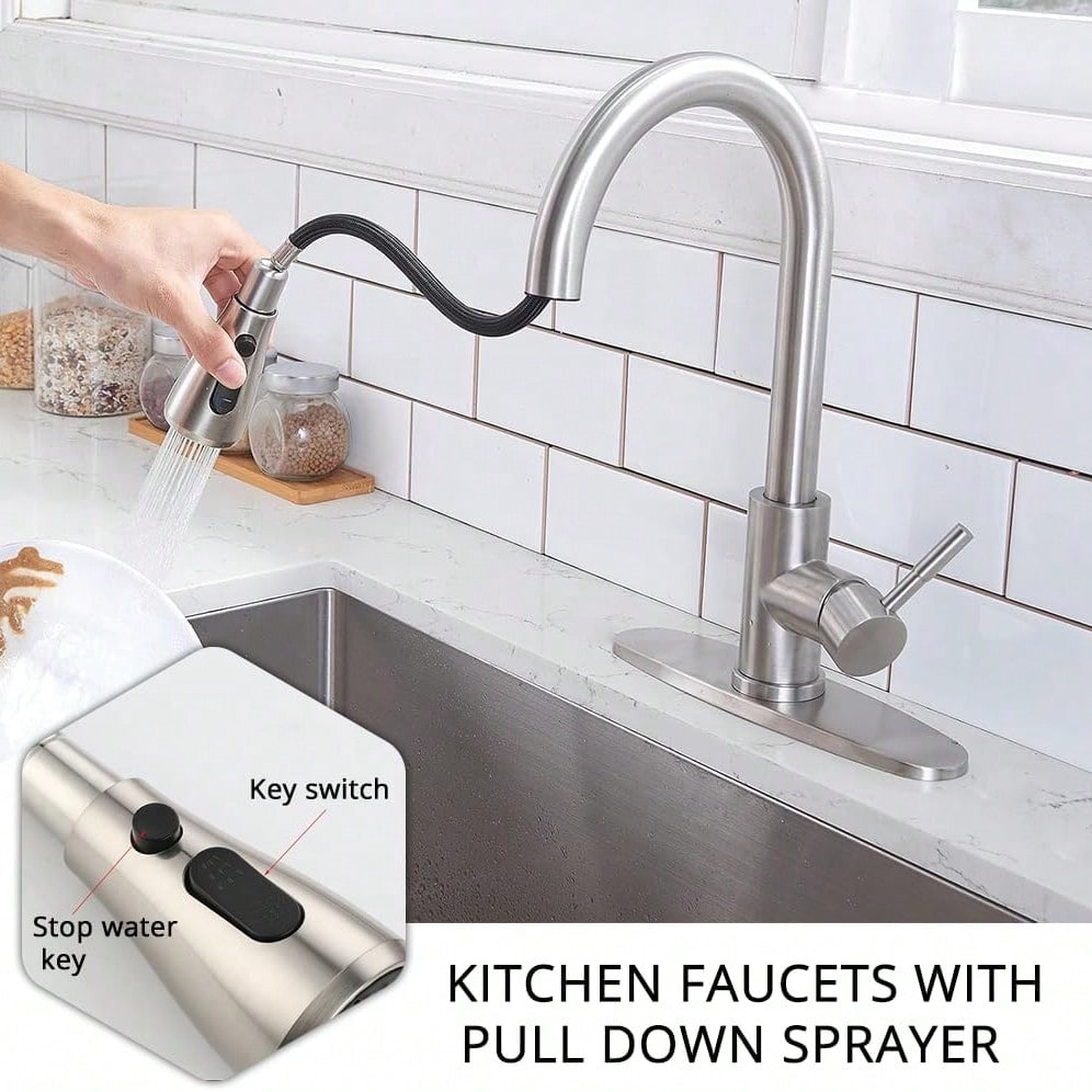 1 Pc Kitchen Tap With Pull-Dow - Commercial Kitchen Tap With Spray avaliação e preço