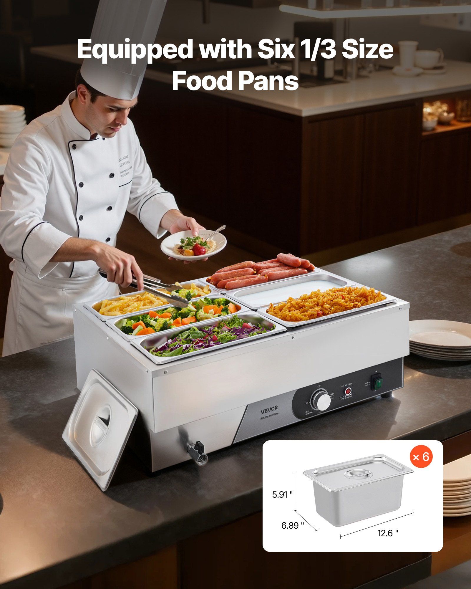 Commercial Food Warmer, 1500W  - Bain Marie Food Warmer avaliação e preço