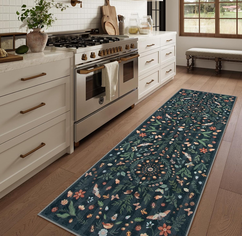 Elegant Dark Base Floral Long  - Commercial Kitchen Floor avaliação e preço