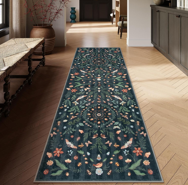 Elegant Dark Base Floral Long  - Commercial Kitchen Floor avaliação e preço