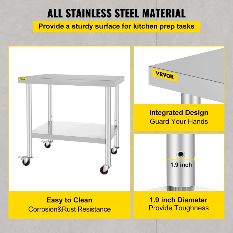 Stainless Steel Kitchen Prep T - Commercial Kitchen Backsplash avaliação e preço