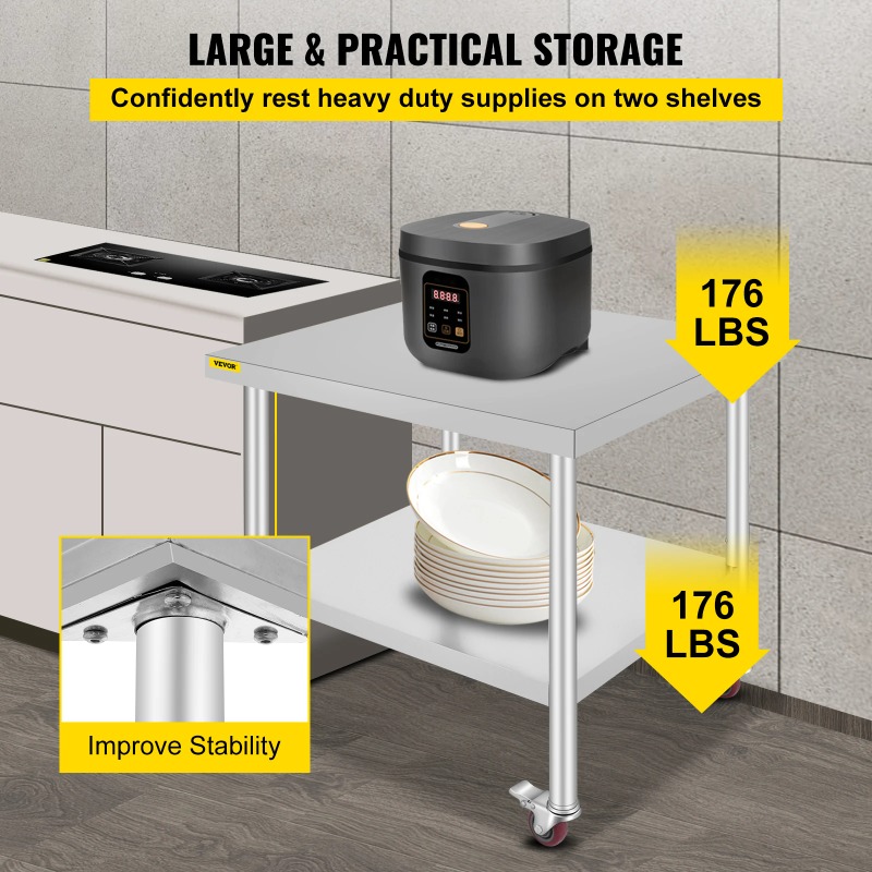Stainless Steel Kitchen Prep T - Commercial Kitchen Backsplash avaliação e preço